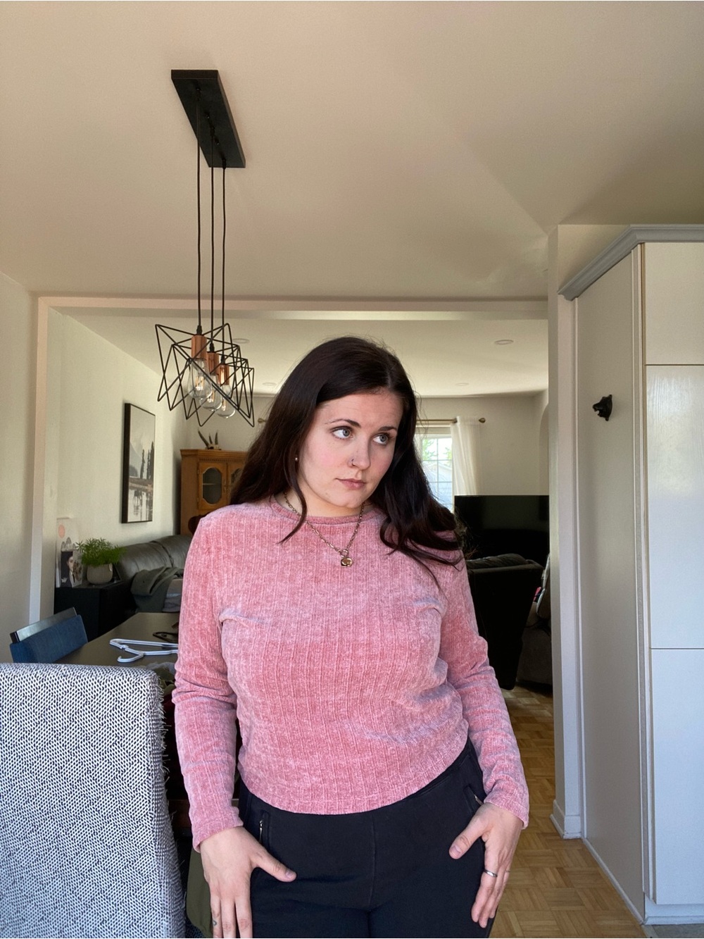 Divided Dusty Rose Ribbed Knit Long Sleeve Top